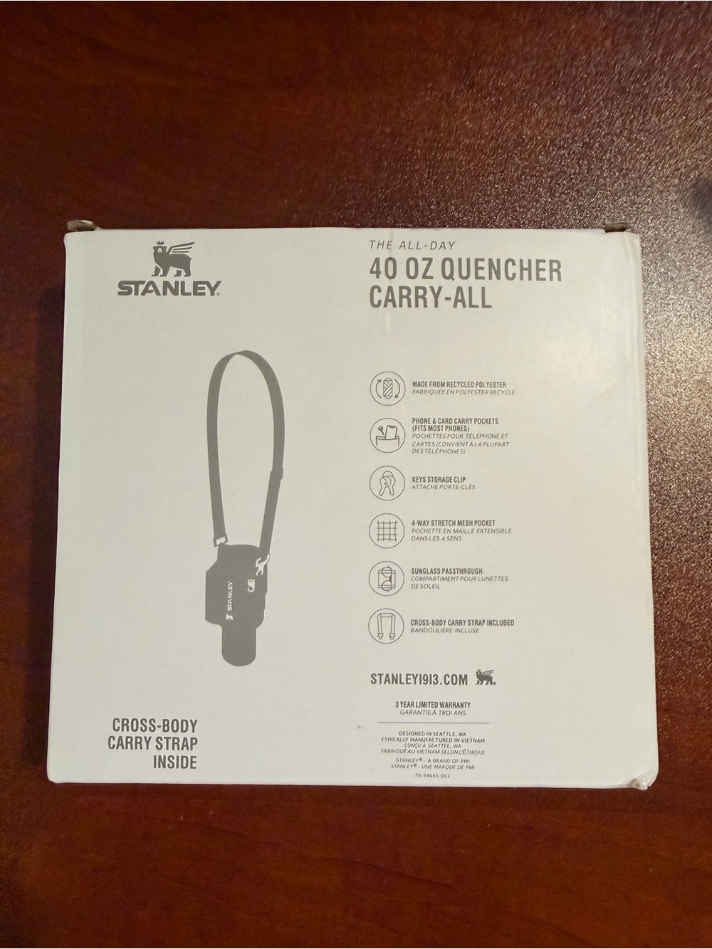New Stanley White 40 oz Quencher Carry-All with Cross-Body Strap
